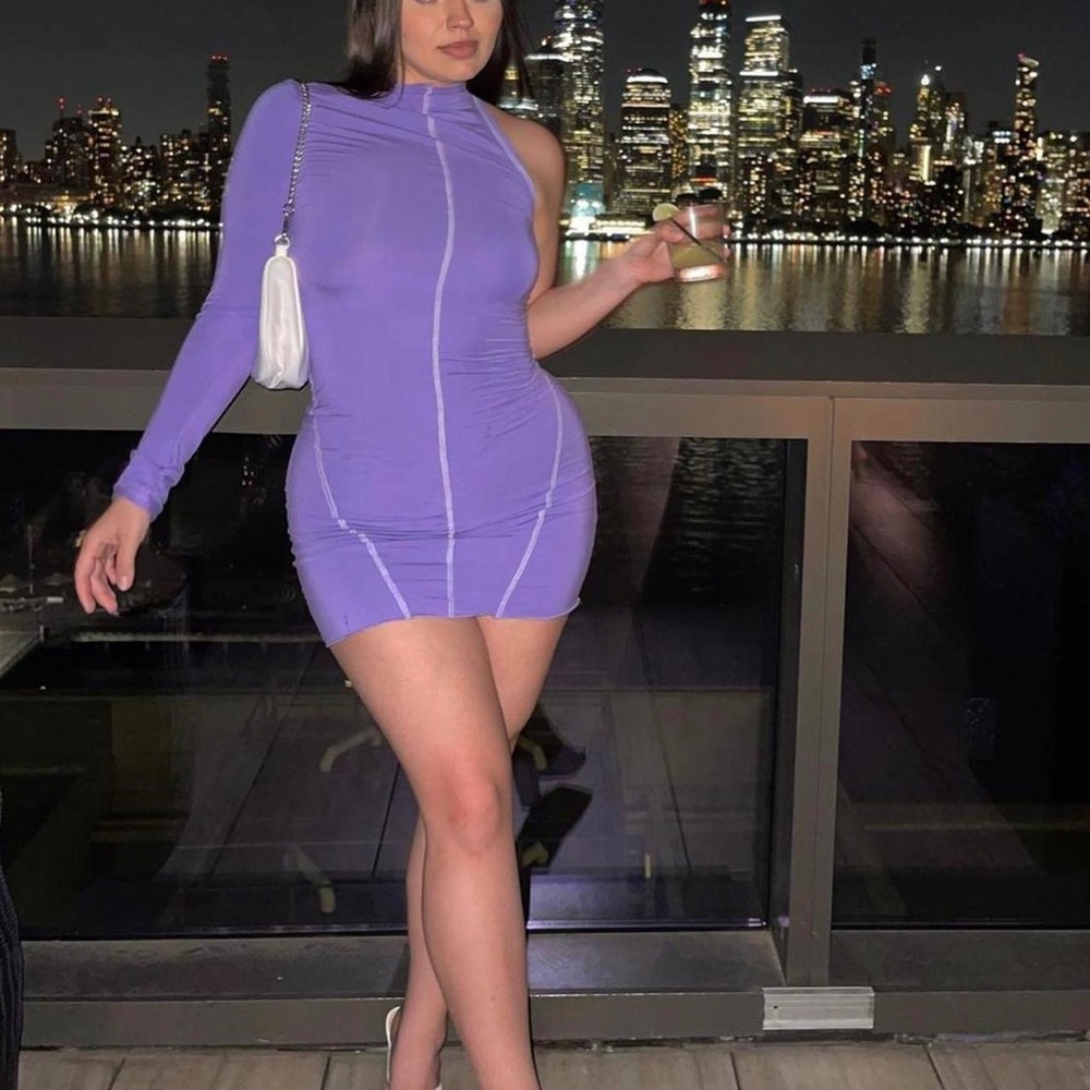 long sleeve/ one shoulder mini dress